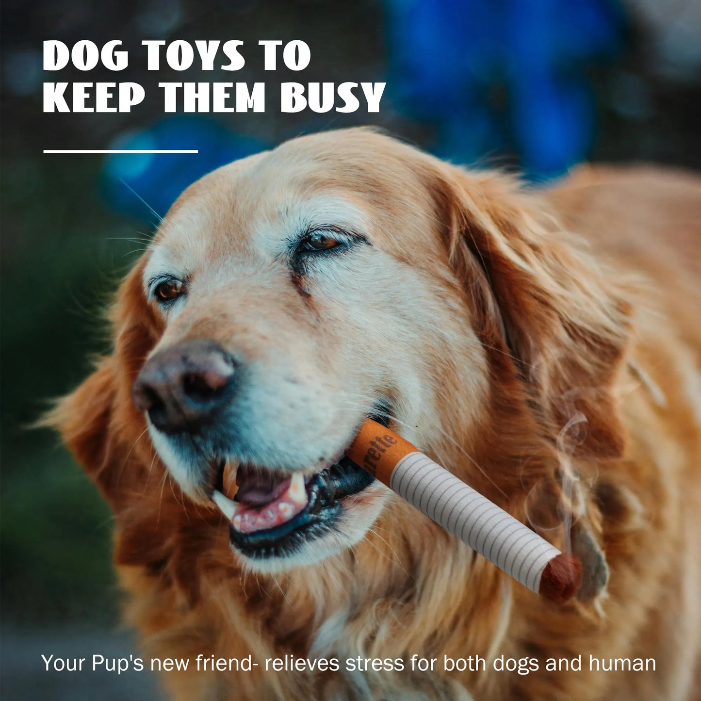 Funny Cigarette Dog Toy – Durable Squeaky Plush for Chewers & Playtime