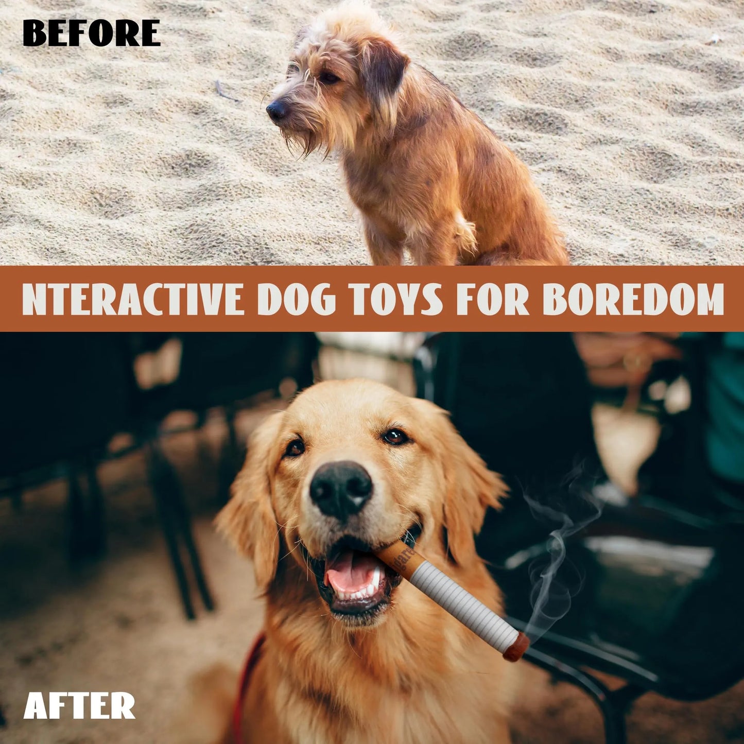 Funny Cigarette Dog Toy – Durable Squeaky Plush for Chewers & Playtime