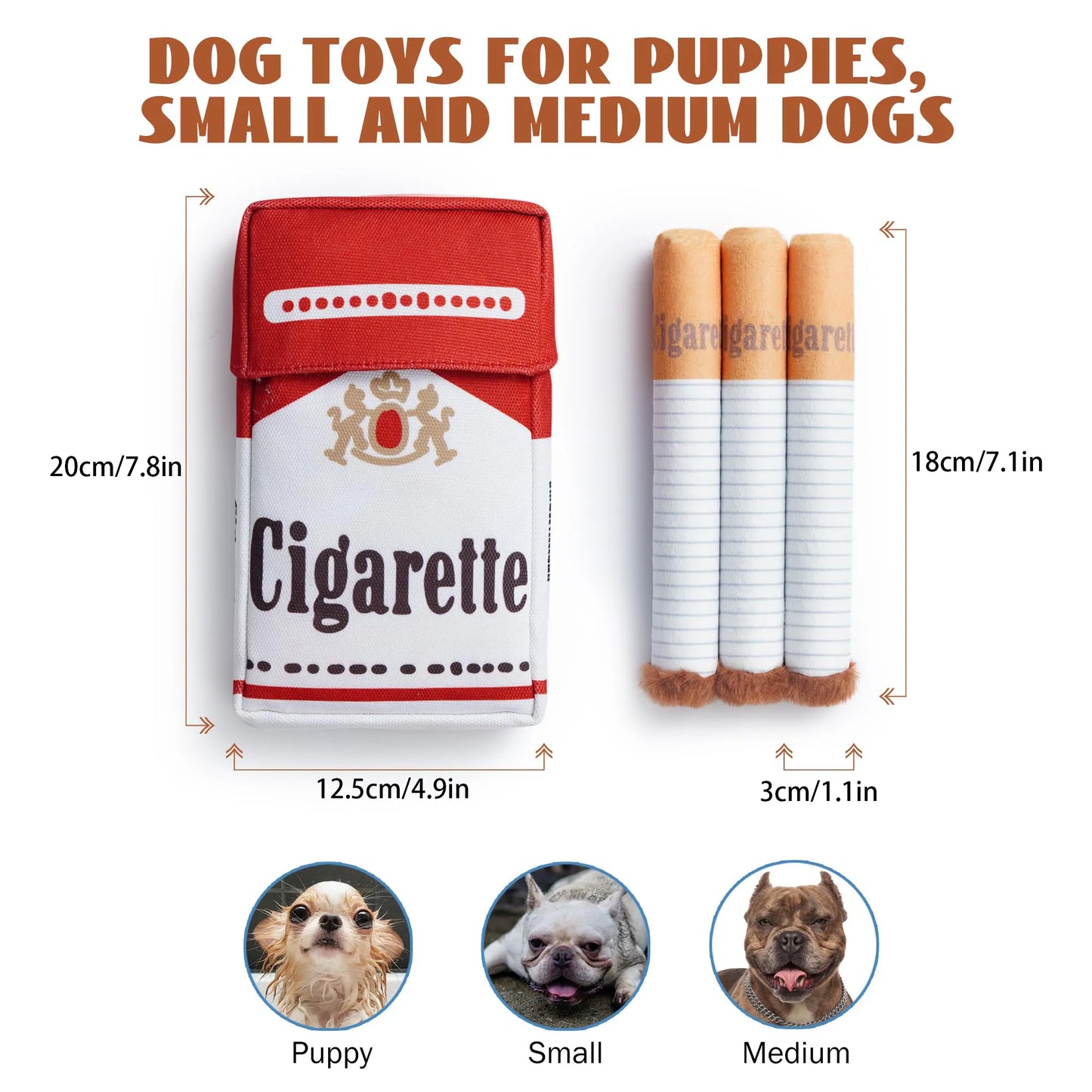 Funny Cigarette Dog Toy – Durable Squeaky Plush for Chewers & Playtime