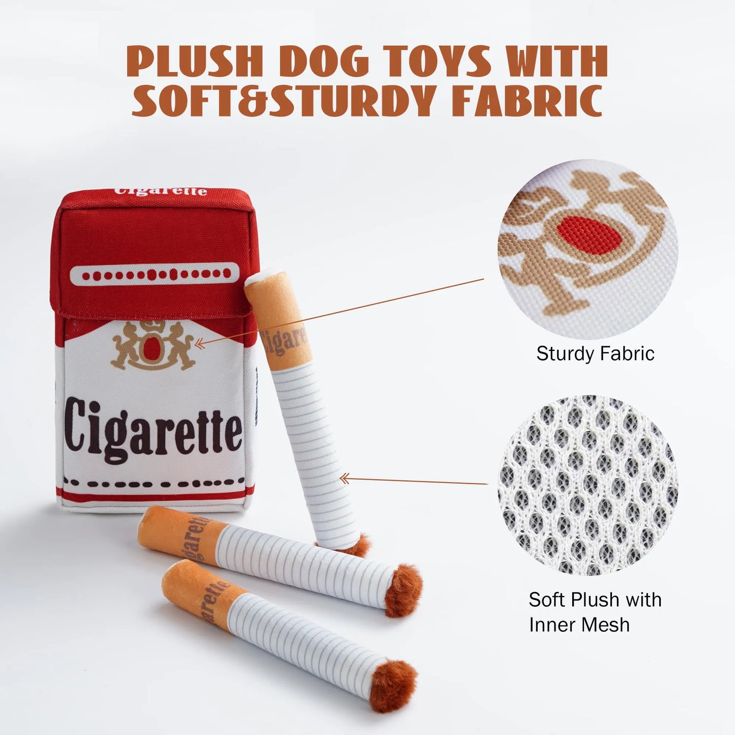 Funny Cigarette Dog Toy – Durable Squeaky Plush for Chewers & Playtime