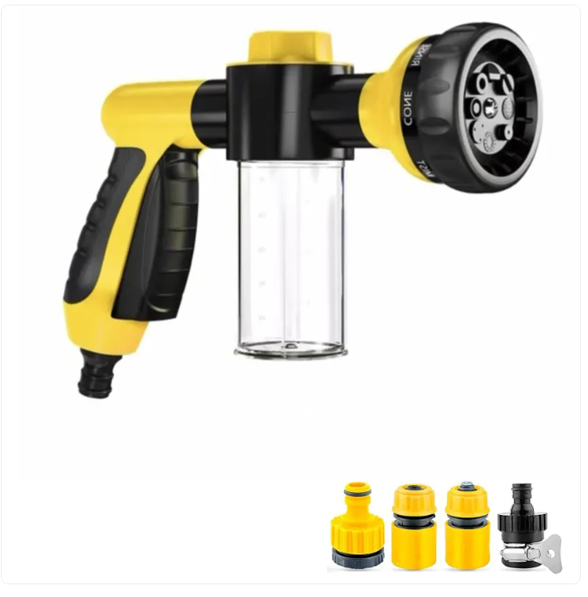 Dog Washer Hose Attachment – 8‑Pattern High‑Pressure Sprayer